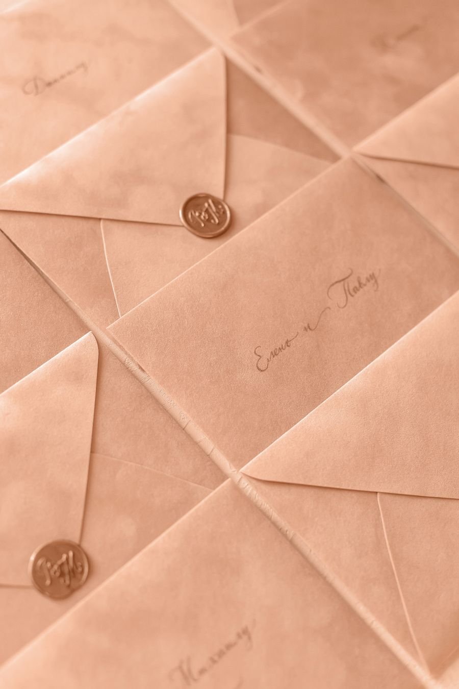 Set of invitation envelopes standing together